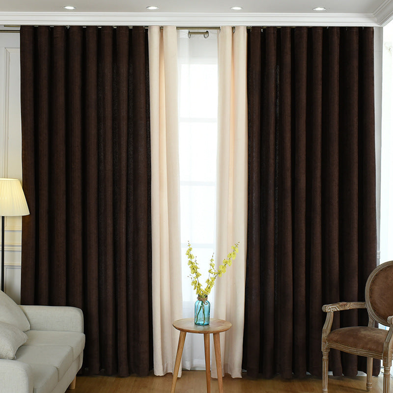 Solid chenille curtain high shading curtain