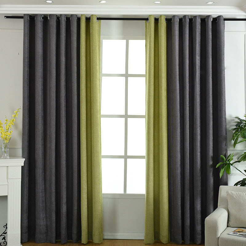 Solid chenille curtain high shading curtain