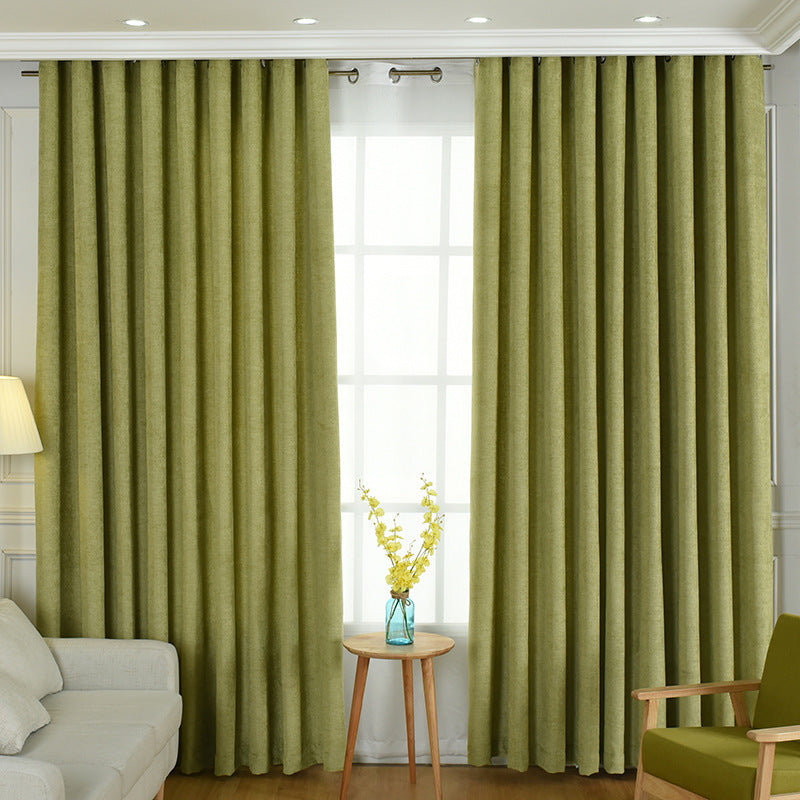 Solid chenille curtain high shading curtain