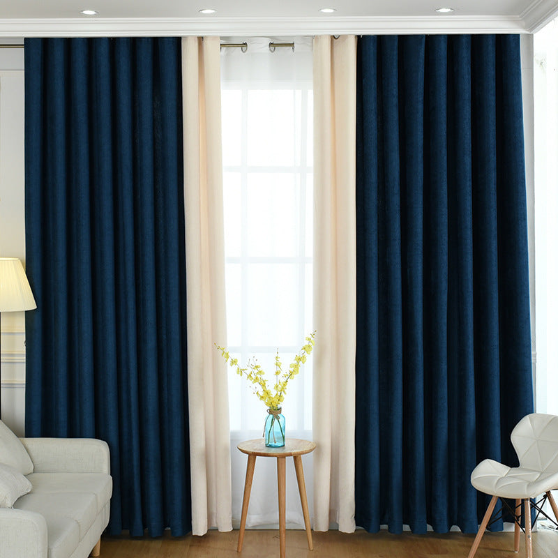 Solid chenille curtain high shading curtain