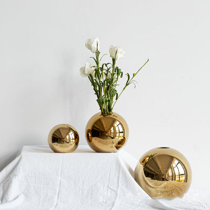 Ceramic Gold Round Vase