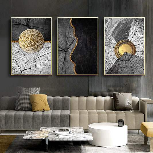 Gold And Black Abstract Wall Art