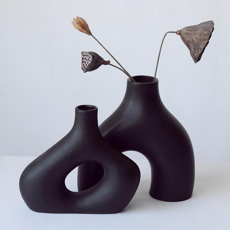 Black Ceramic Decor Vase