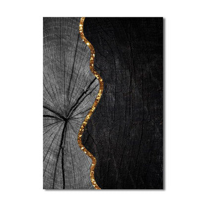 Gold And Black Abstract Wall Art