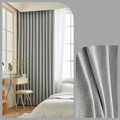 Home Fashion Herringbone Pattern Chenille Blackout Curtains