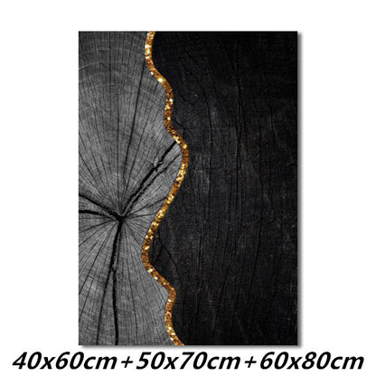 Gold And Black Abstract Wall Art